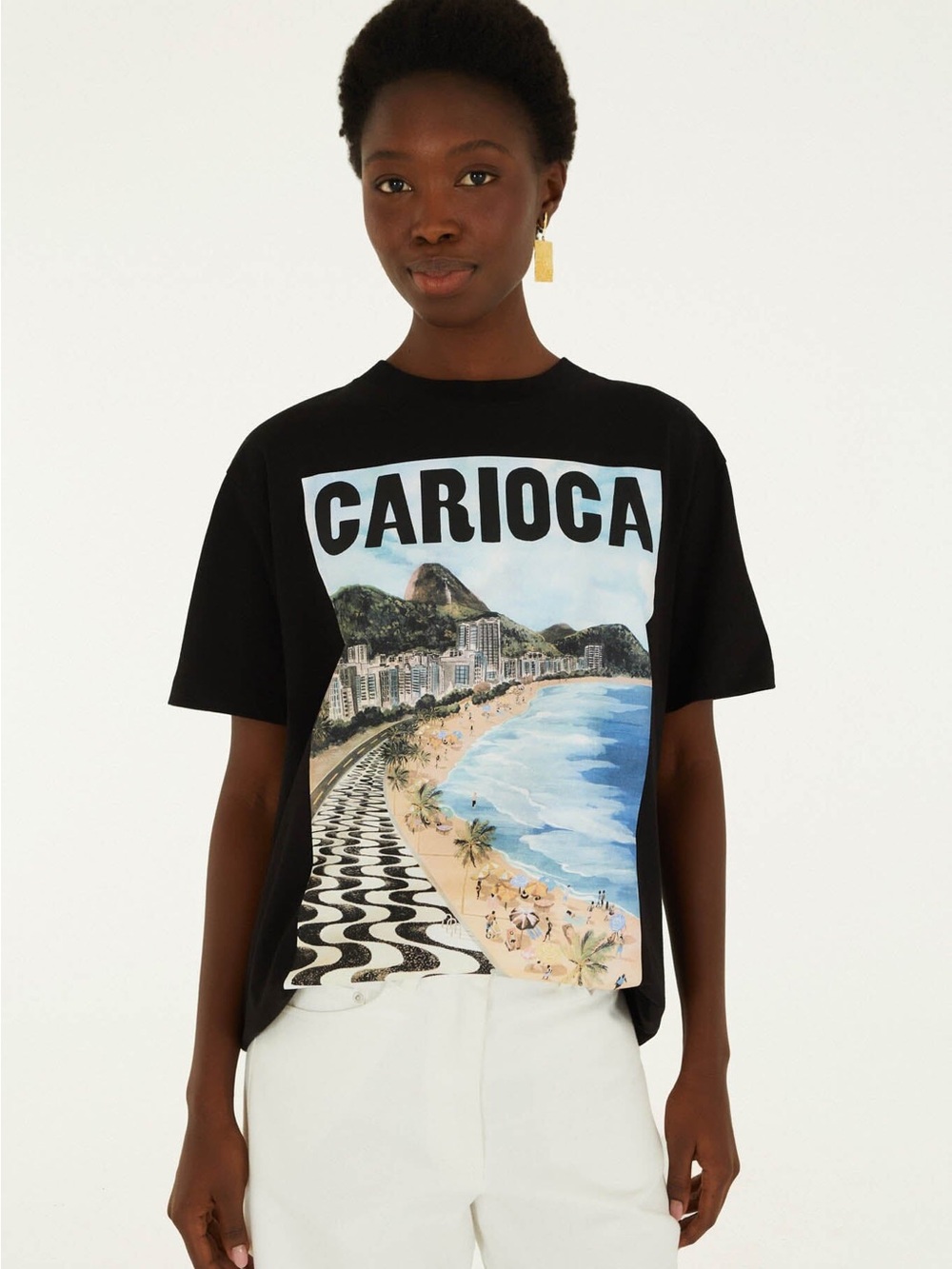 FARM Rio Black Carioca Beach Graphic Tee